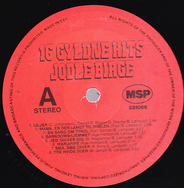 Jodle Birge : 16 Gyldne Hits Volume 1 (LP, Comp)