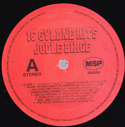 Jodle Birge : 16 Gyldne Hits Volume 1 (LP, Comp)