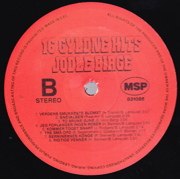 Jodle Birge : 16 Gyldne Hits Volume 1 (LP, Comp)