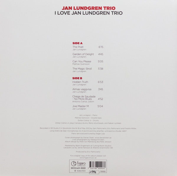 Jan Lundgren Trio : I Love Jan Lundgren Trio (LP, Album, Ltd, Num)