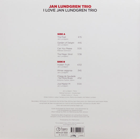 Jan Lundgren Trio : I Love Jan Lundgren Trio (LP, Album, Ltd, Num)