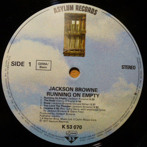 Jackson Browne : Running On Empty (LP, Album, RE)