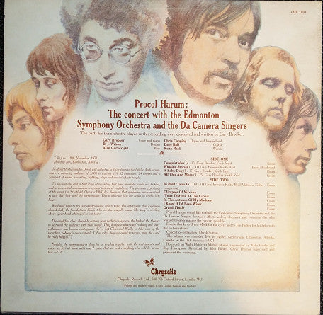 Procol Harum In Concert With The Edmonton Symphony Orchestra : Live (LP, Album, RE)