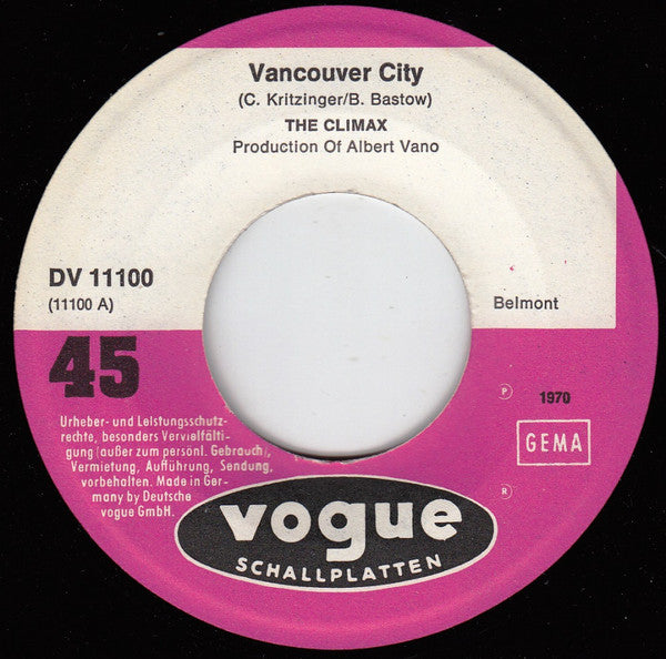 Climax (14) : Vancouver City / You... I (7")