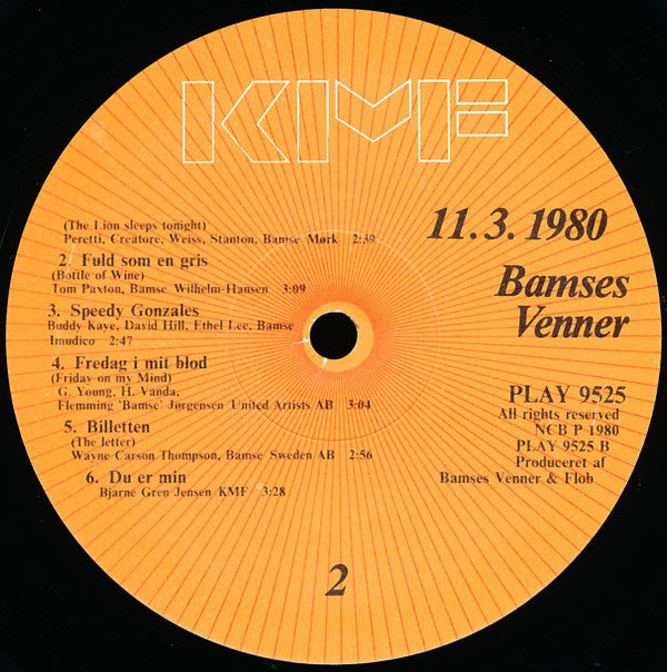 Bamses Venner : 11. 3. 1980 (2xLP)