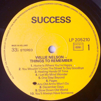 Willie Nelson : Things to Remember  (LP, Comp)