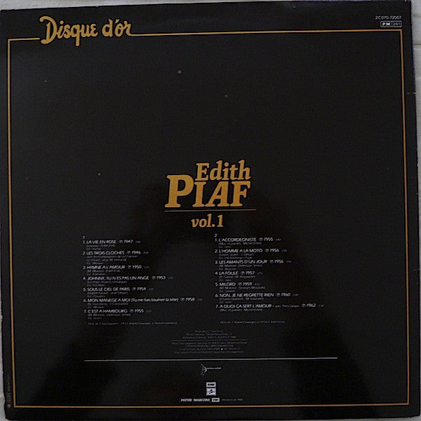 Edith Piaf : Disque D'Or - Vol. 1 (LP, Comp, RE, Gat)