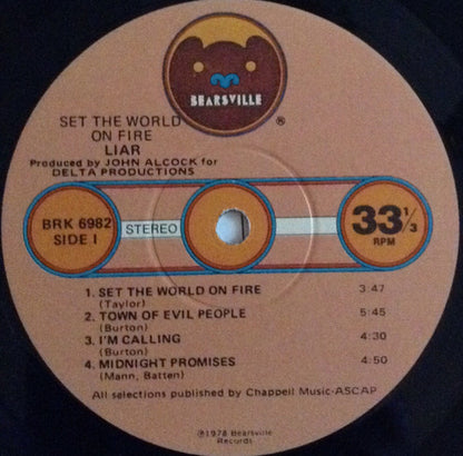Liar (3) : Set The World On Fire (LP, Album)