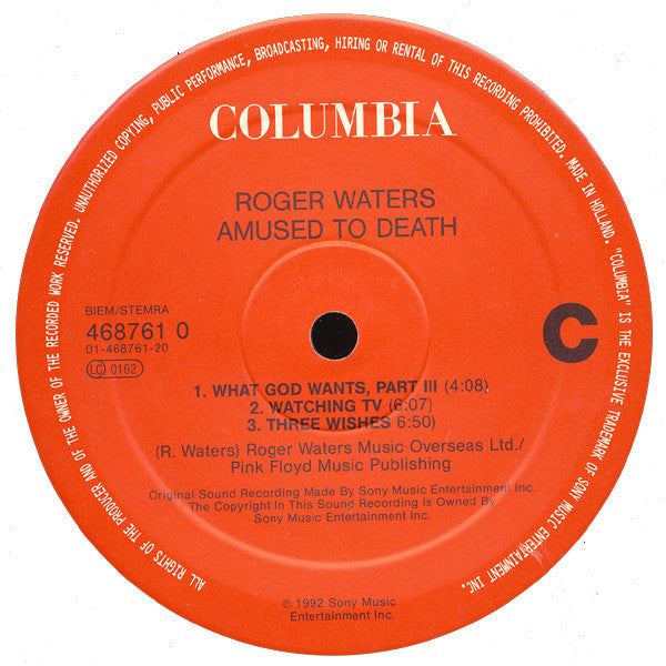 Roger Waters : Amused To Death (2xLP, Album)