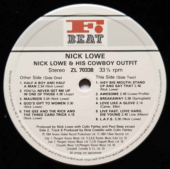 Nick Lowe And His Cowboy Outfit : Nick Lowe And His Cowboy Outfit (LP, Album)