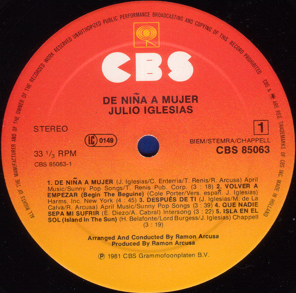 Julio Iglesias : De Niña A Mujer (LP, Album, Gat)