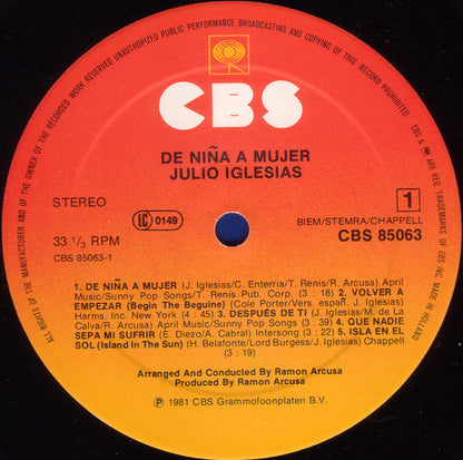 Julio Iglesias : De Niña A Mujer (LP, Album, Gat)