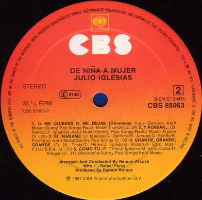 Julio Iglesias : De Niña A Mujer (LP, Album, Gat)