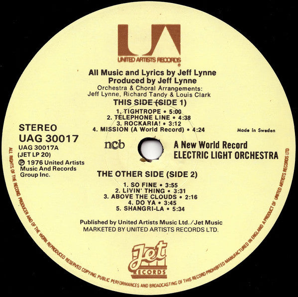 Electric Light Orchestra : A New World Record (LP, Album, Emb)