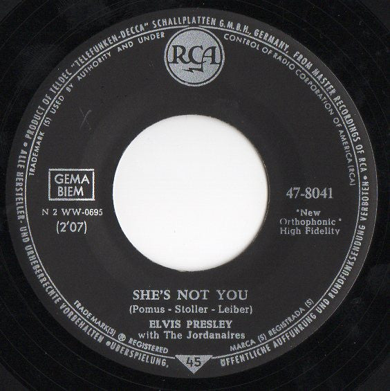 Elvis* : Just Tell Her Jim Said Hello / She's Not You (7", Single, Mono)