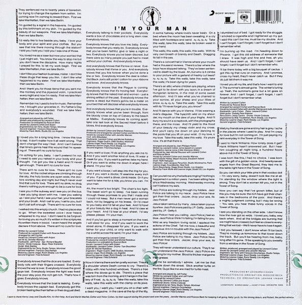 Leonard Cohen : I'm Your Man (LP, Album, RE, RM, RP, 180)
