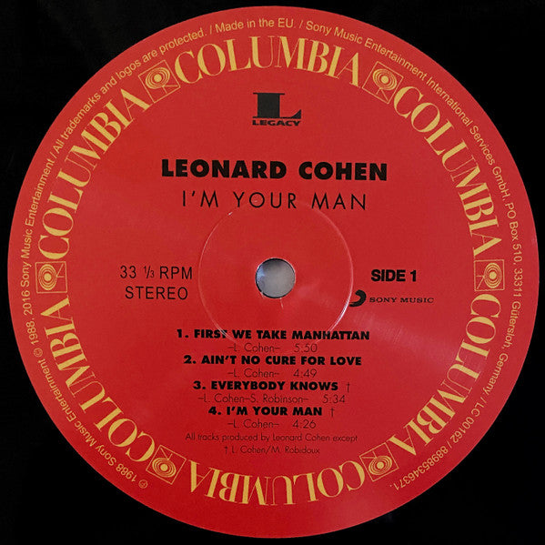 Leonard Cohen : I'm Your Man (LP, Album, RE, RM, RP, 180)