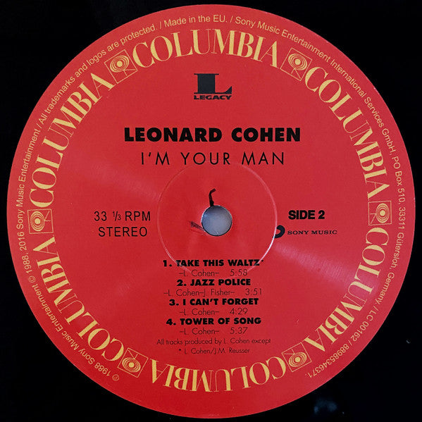 Leonard Cohen : I'm Your Man (LP, Album, RE, RM, RP, 180)