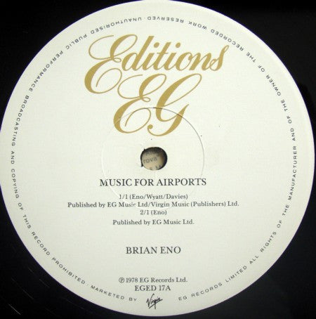 Brian Eno : Ambient 1 (Music For Airports) (LP, Album, RE)