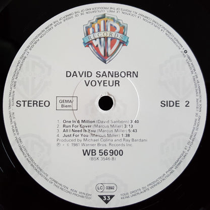 David Sanborn : Voyeur (LP, Album, RE)