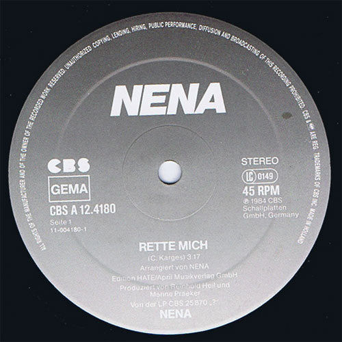 Nena : Rette Mich (12", Maxi)