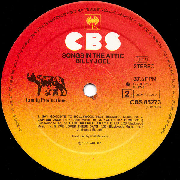 Billy Joel : Songs In The Attic (LP, Album, Gat)