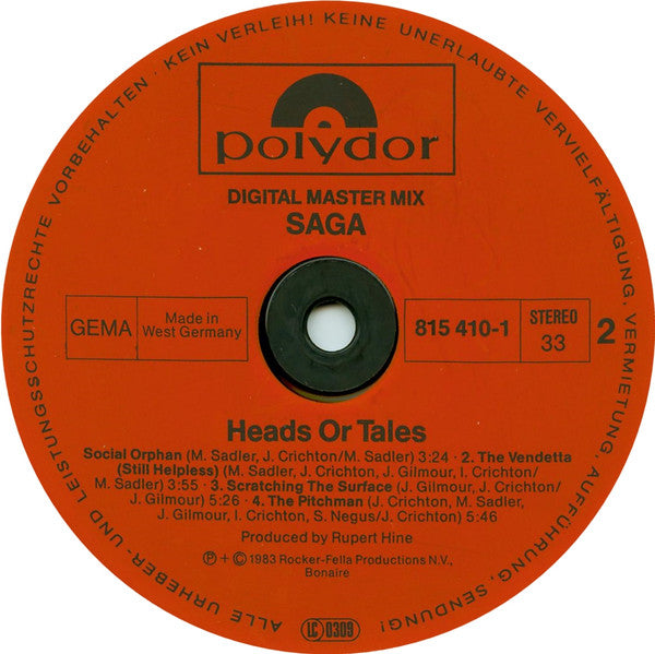 Saga (3) : Heads Or Tales (LP, Album, Bla)