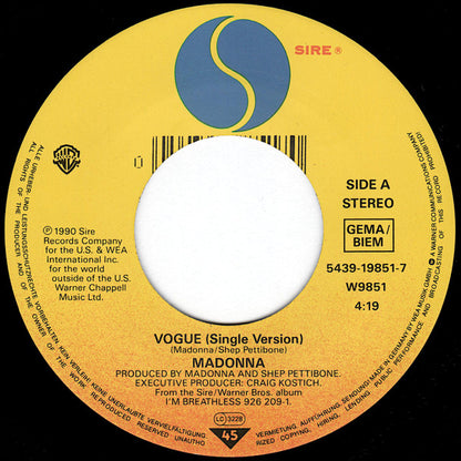 Madonna : Vogue (7", Single, Lar)