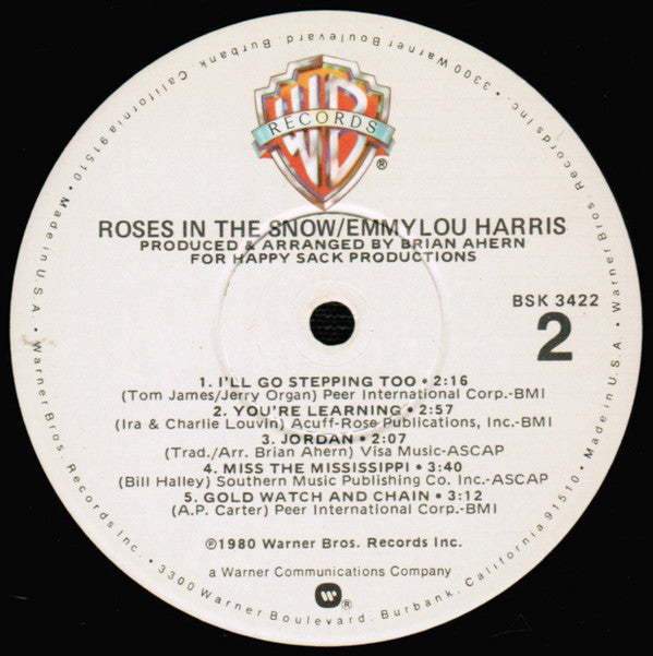 Emmylou Harris : Roses In The Snow (LP, Album, Win)