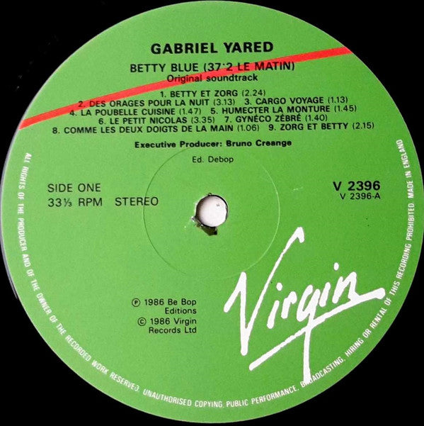 Gabriel Yared : Betty Blue (37°2 Le Matin) (LP, Album)