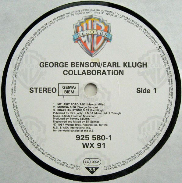 George Benson / Earl Klugh : Collaboration (LP, Album)