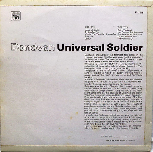 Donovan : Universal Soldier (LP, Comp, Mono)