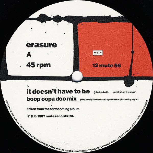 Erasure : It Doesn't Have To Be (12", Single, The)