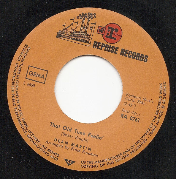 Dean Martin : That Old Time Feelin' / April Again (7", Single)