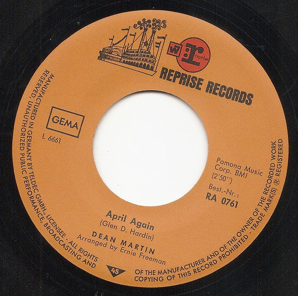 Dean Martin : That Old Time Feelin' / April Again (7", Single)