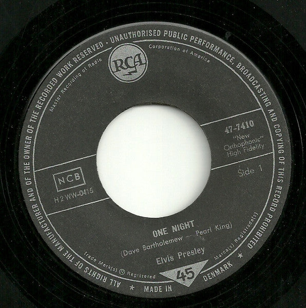 Elvis Presley : One Night (7")