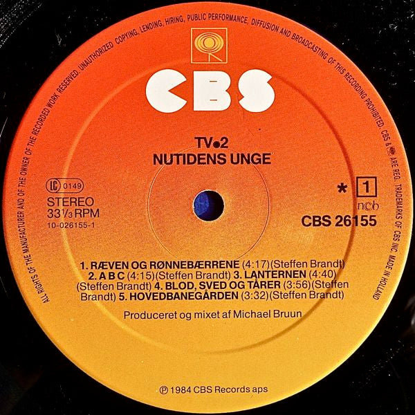 tv•2* : Nutidens Unge (LP, Album, Sun)