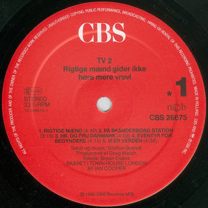 tv•2* : Rigtige Mænd Gider Ikke Høre Mere Vrøvl (LP, Album)