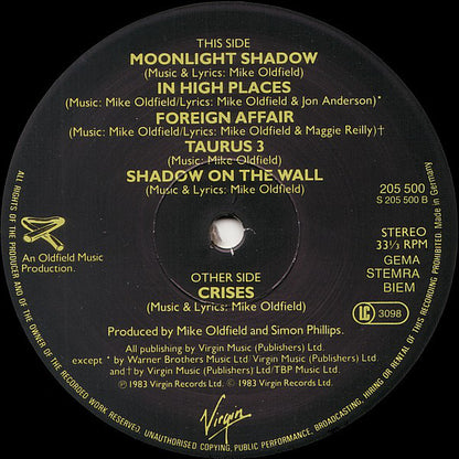 Mike Oldfield : Crises (LP, Album)