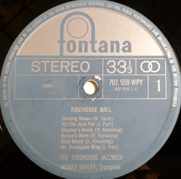 The Firehouse Jazzmen, Benny Bailey : Firehouse Ball  (LP)