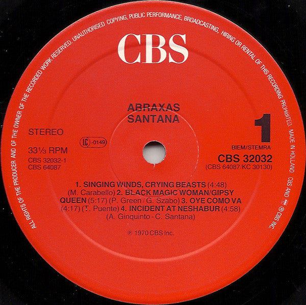 Santana : Abraxas (LP, Album, RE, Red)
