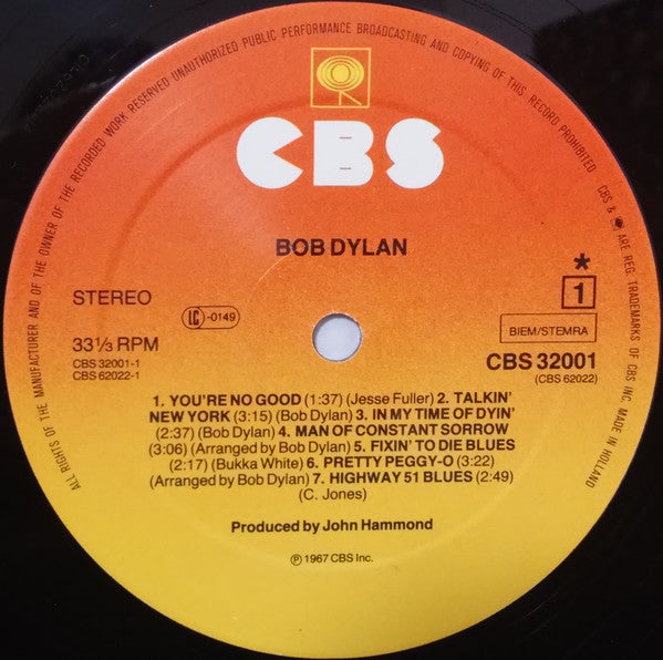 Bob Dylan : Bob Dylan (LP, Album, RE)
