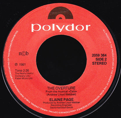 Elaine Paige : Memory (7", Single)