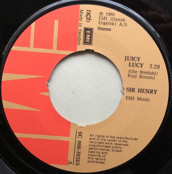 Sir Henry & His Butlers : Juicy Lucy (7", Single, Pus)