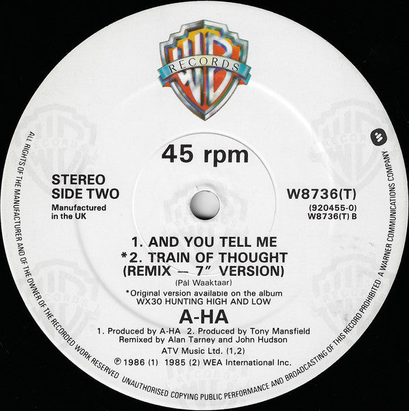 a-ha : Train Of Thought (12", Single, EMI)