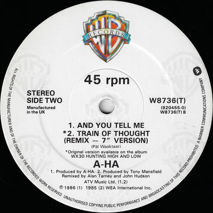 a-ha : Train Of Thought (12", Single, EMI)