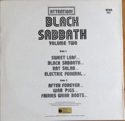 Black Sabbath : Attention! Black Sabbath Volume Two (LP, Comp, RE)